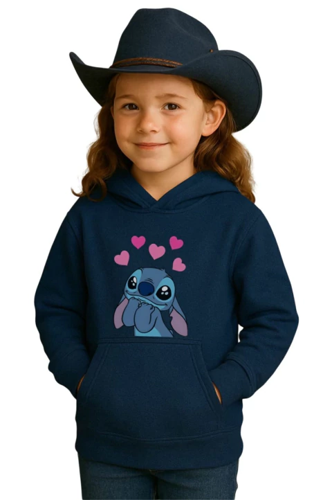 Moletom feminino infantil stitch azul