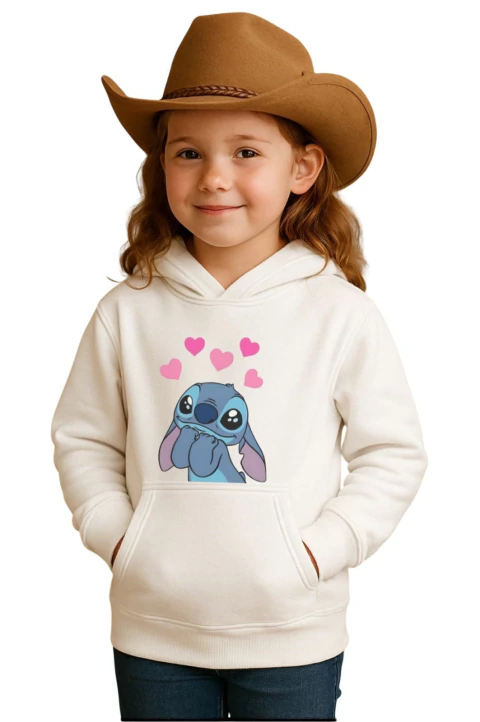 Moletom feminino infantil stitch branco