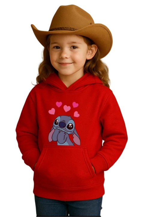Moletom feminino infantil stitch vermelho