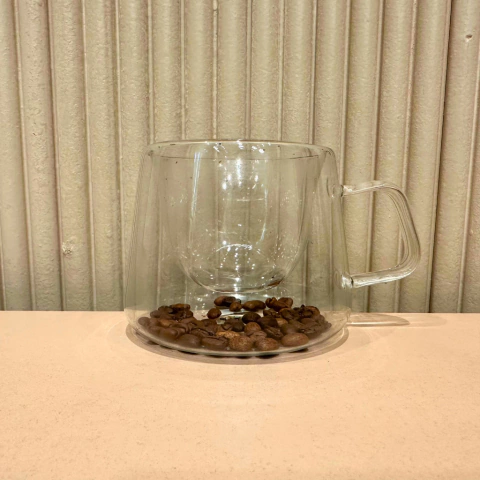 TAZA DOBLE VIDRIO GRANOS DE CAFÉ