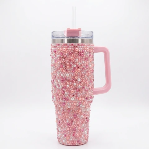JARRO TERMICO CON STRASS 1.2L ROSA
