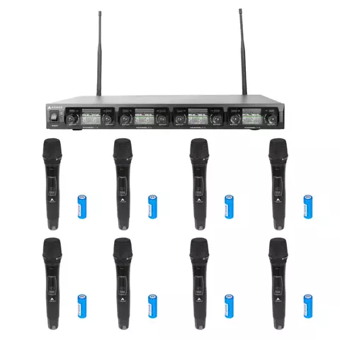 Kit 8 Microfones sem Fio Armer Profissional Digital com Bateria