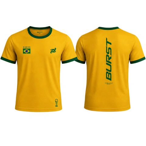 Camiseta Burst Unissex Brasil - Copa do Mundo 2026 - Amarela