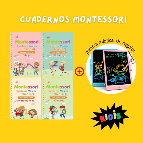 Kit x4 Cuadernos Montessori + Pizarra Mágica de Regalo - comprar online