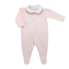 Macacão rosa em algodão egípcio com gola - Mini Bear (Ref 27853)