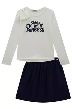Conjunto de blusa em malha e saia short em crepe brilho - Infanti (Ref 27712) - comprar online