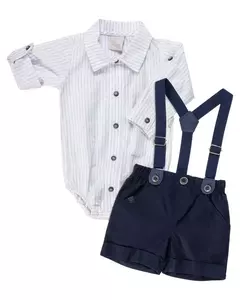 Conjunto body, bermuda e suspensório - Anjos Baby (Ref 25445) - comprar online