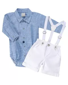 Conjunto body, bermuda e suspensório - Anjos Baby (25444) - comprar online