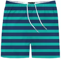 Short tactel listra verde água e azul- king & Joe (Ref 25256) - comprar online