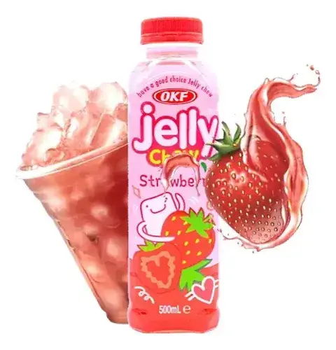 BEBIDA JELLY CHEW SABOR FRUTILLA C/NATA DE COCO OKF 500ML