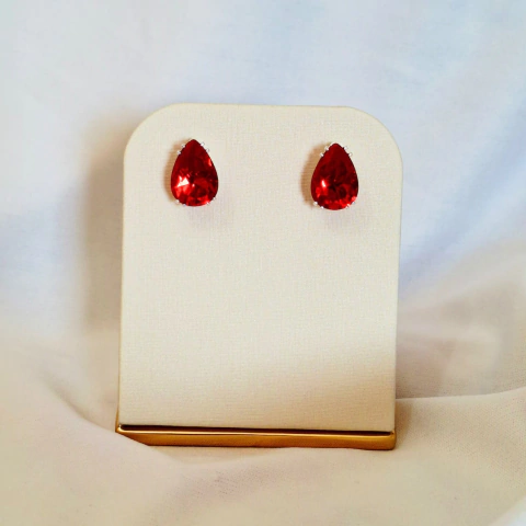 1068 - Brinco Gota Prateado 925 - Vermelho - comprar online