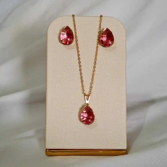 1054 - Conjunto Gota Folheado Ouro 18k - Rosa na internet