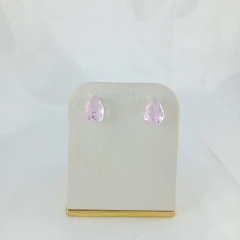 1069 - BRINCO GOTA FOLHEADO PRATA 925 - ROSA na internet