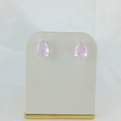 1069 - BRINCO GOTA FOLHEADO PRATA 925 - ROSA - comprar online