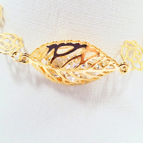 1463 - Pulseira Folheada Ouro 18k - Folhas - comprar online