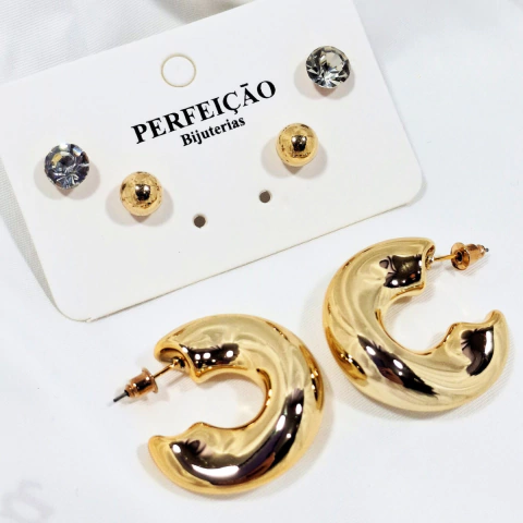 1435 - Brinco Argola Maxi Elegance Biju Dourado - comprar online