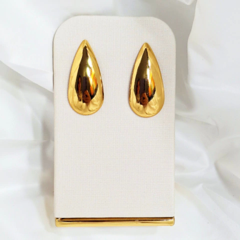 1264 - Brinco Gota Aço Inoxidável Dourado - comprar online