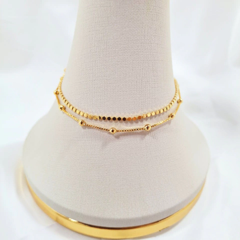 1340 - Pulseira Dupla Folheada Ouro 18k - comprar online