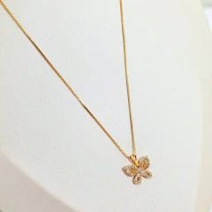 1353 - Colar Folheado Ouro 18k - Borboleta Cristal - PATROA BIJU