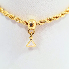 1467 - Pulseira Folheada Ouro 18k - Cordão com Pedra Cristal - comprar online