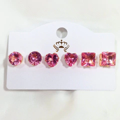 1377 - Trio Minimalista Biju Dourado - Rosa na internet