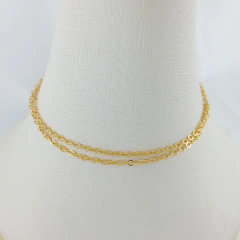 2508 - PULSEIRA DUPLA ELOS FINOS FOLHEADA OURO 18K