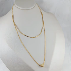 2524 - COLAR DUPLO FITA TROCIDA FOLHEADO OURO 18K - comprar online