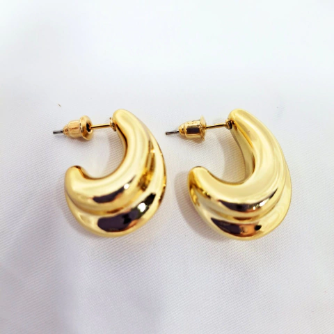 1310 - Brinco Argola Minimalista Biju Dourado - comprar online