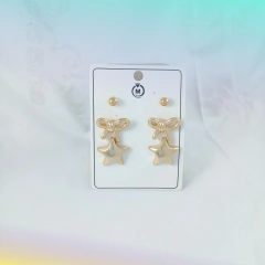 1983 - TRIO DE BRINCOS BIJU MINIMALISTA ELEGANCE DOURADO na internet