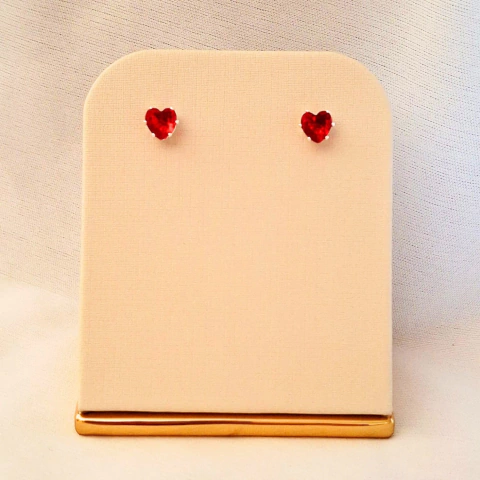 1101 - Brinco Coração Folheado Prata 925 - Vermelho - comprar online