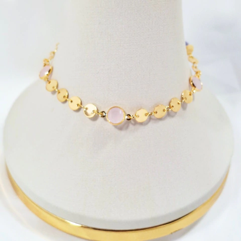 1331 - Pulseira Medalinhas Folheada Ouro 18k - Rosa - comprar online