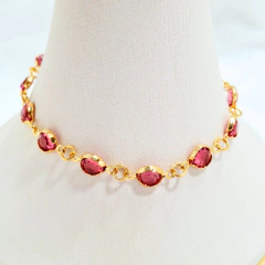 1245 - Pulseira Folheado Ouro 18k - Rosa Pink na internet
