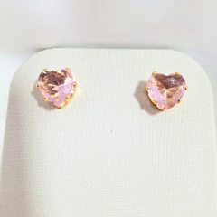 1364 - Brinco Coração Folheado Ouro 18k - Rosa na internet