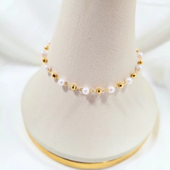 1475 - Pulseira Folheada Ouro 18k - Pérolas - PATROA BIJU