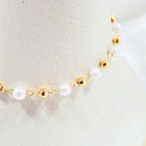 1475 - Pulseira Folheada Ouro 18k - Pérolas - comprar online