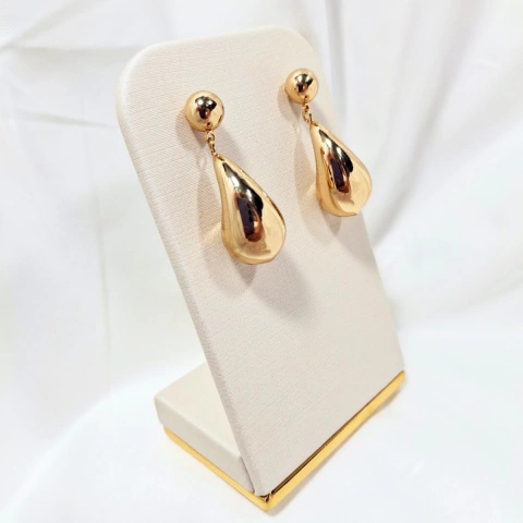 1302 - Brinco Minimalista Biju Dourado - Gota - comprar online