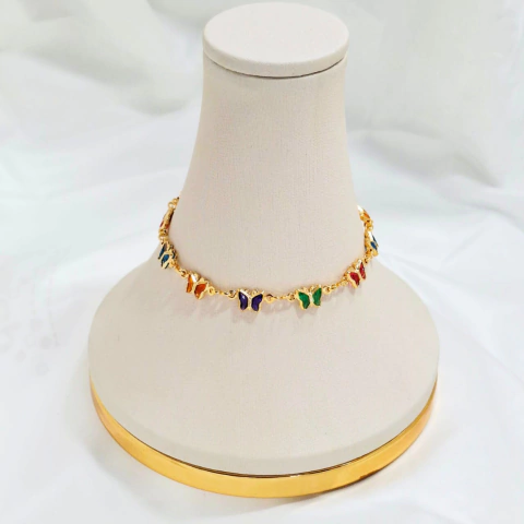 1243 - Pulseira Folheado Ouro 18k - Borboletas Colors - comprar online