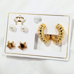 1368 - Trio Argola Minimalista Biju Dourado na internet