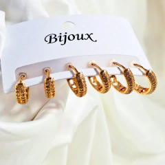 111271 - Trio Brinco Argola Ouro 18k - Cristal na internet