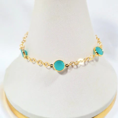 1341 - Pulseira Folheada Ouro 18k - Verde Claro - comprar online