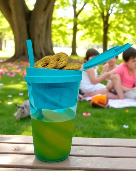 Copos de Acrílico 400ml com Porta Petísco Snack Cup Premium - comprar online