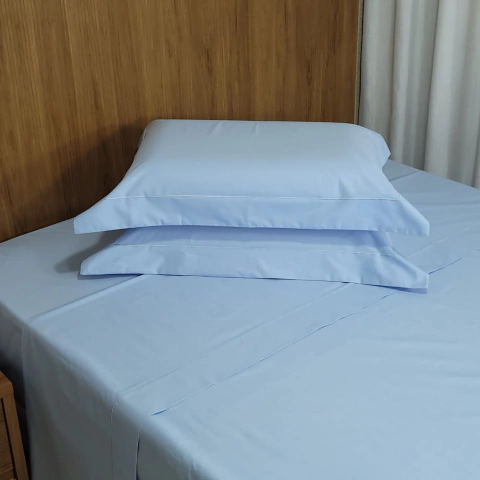 JOGO DE LENÇOL KING 4 PEÇAS PERCAL 200 FIOS 100% ALGODÃO - AZUL - comprar online