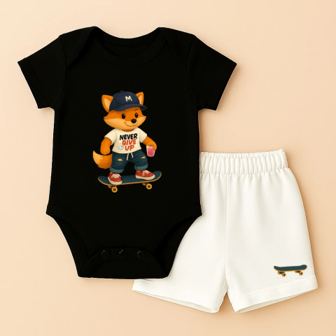 Conjunto Bebê "Never Give Up" – Estilo e Inspiração desde os Primeiros Passos 