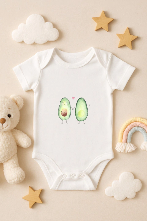 Body de Bebê Abacates Apaixonados – Um Toque de Amor e Diversão para os Pequenos