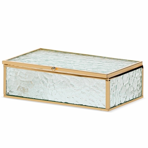 CAIXA EM VIDRO COM METAL DOURADO