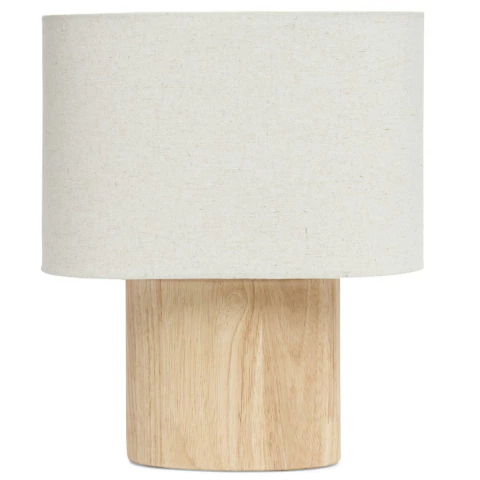 ABAJUR / LUMINÁRIA BIVOLT 110/220V EM MADEIRA E LINHO -MART