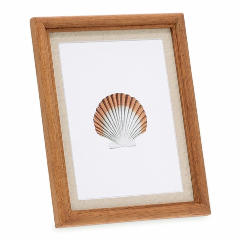 PORTA RETRATO EM MADEIRA COM LINHO - 15x20cm