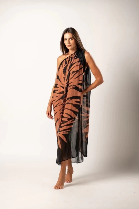 Vestido um ombro midi preto platanum - comprar online