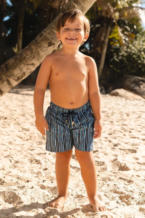 Short infantil listras azul marinho - comprar online