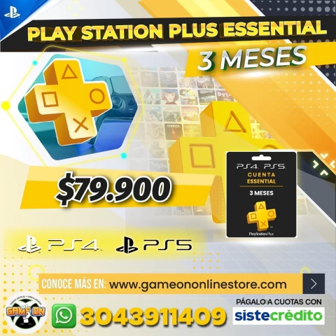 PlayStation Plus Essential 3 Meses PS5 PS4